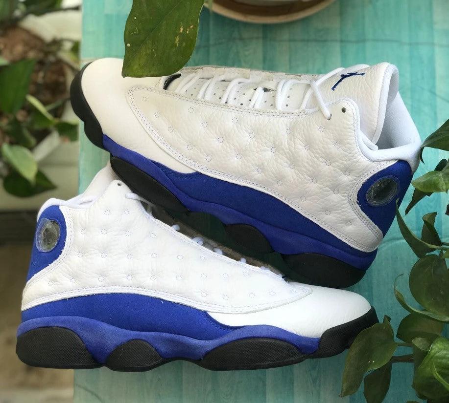 Air Jordan 13 Retro White Hyper Royal Black Shoes Sneakers by Air Jordan