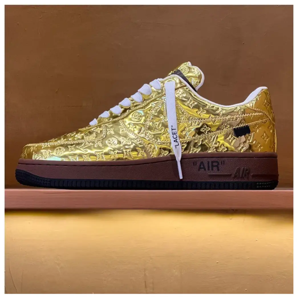 LV x Air Force 1 Low Virgil Abloh Metallic Gold Shoes Sneakers by Air Jordan