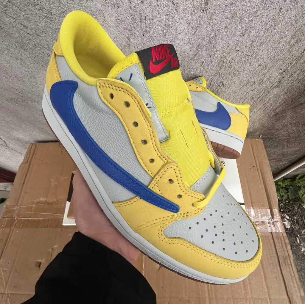 Travis Scott x Air Jordan 1 Retro Low Canary Shoes Sneakers by Air Jordan