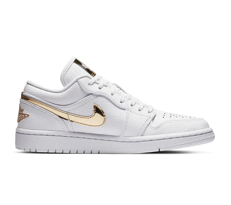 Air Jordan 1 Low White Metallic Gold Shoes Sneakers by Air Jordan