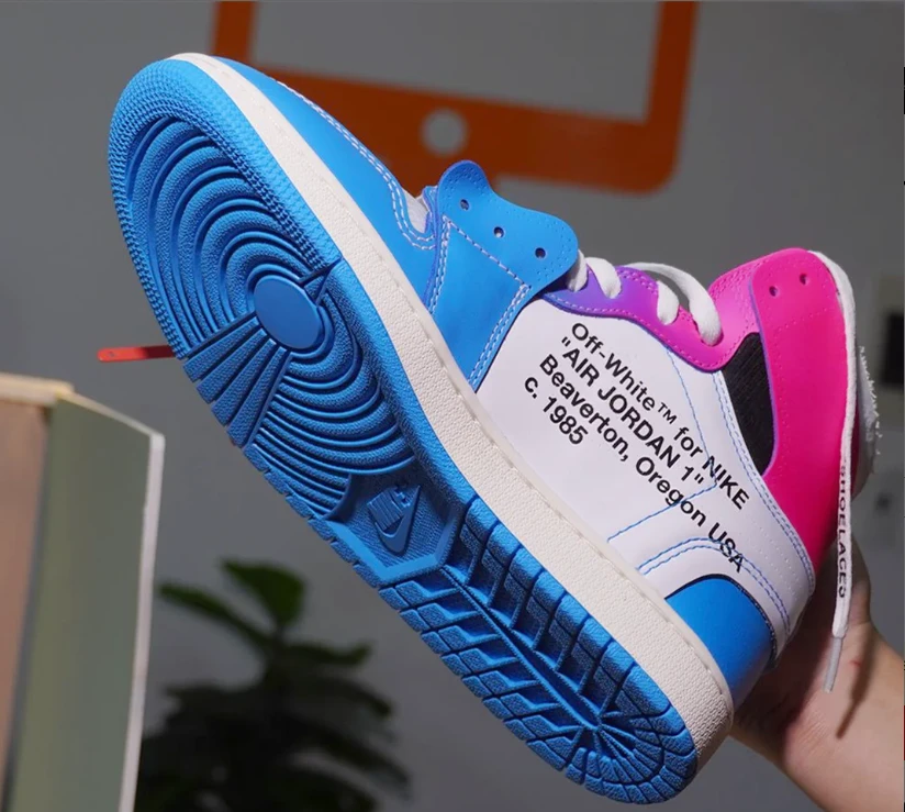 OFF-WHITE x Air Jordan 1 High Miami Vice Custom Shoes Sneakers by Air Jordan