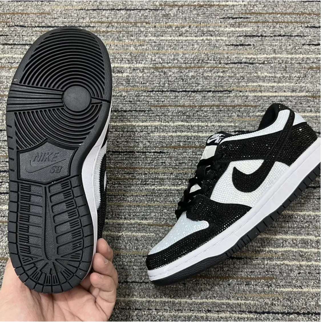 Air Jordan 1 Low Black White Crystal Shoes Sneakers by Air Jordan