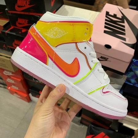 Air Jordan 1 Mid Top White Pink Yellow by Air Jordan