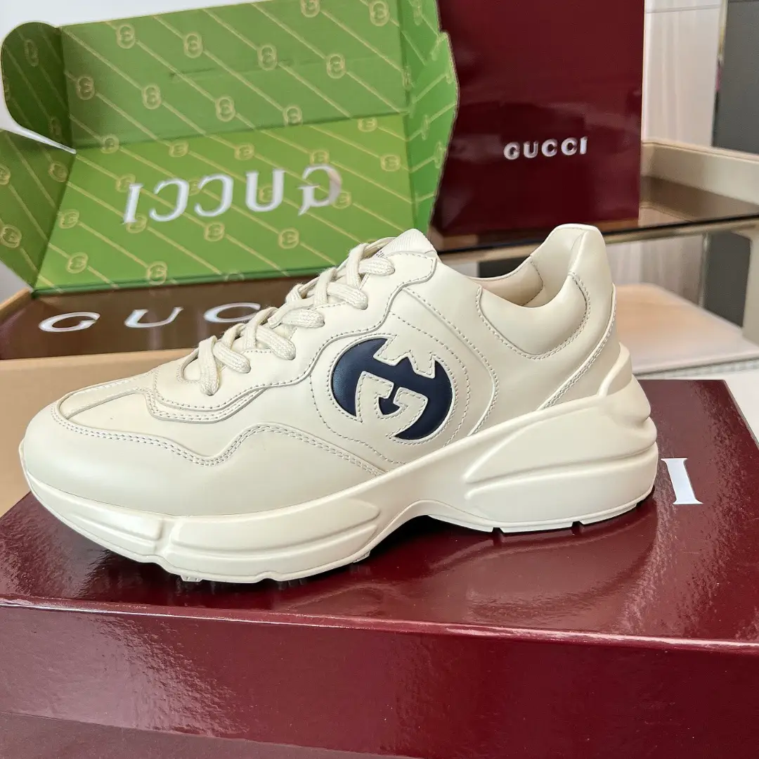 GG Rhyton Interlocking G Ivory Blue Shoes Sneakers by Air Jordan