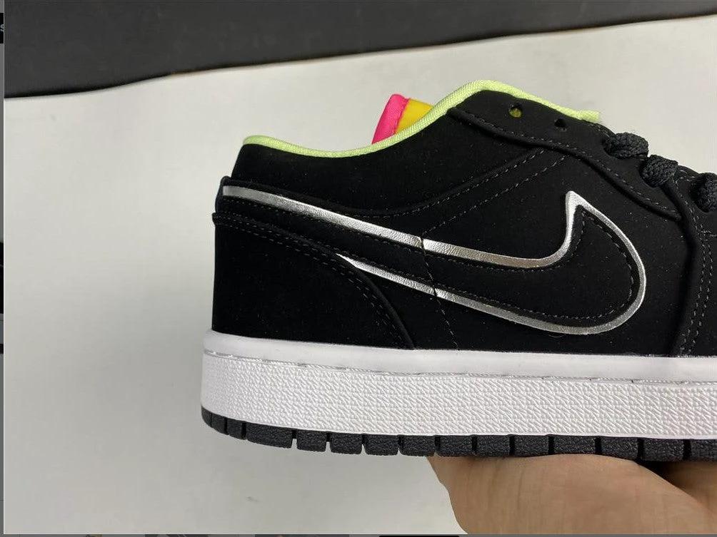 Air Jordan 1 Low Black Aurora Green Laser Orange Shoes Sneakers by Air Jordan
