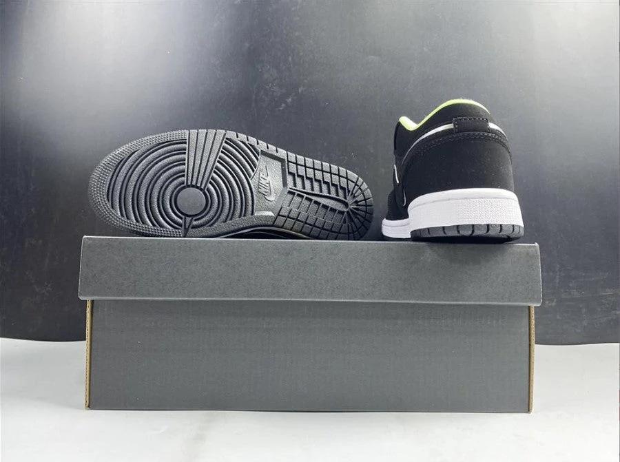 Air Jordan 1 Low Black Aurora Green Laser Orange Shoes Sneakers by Air Jordan