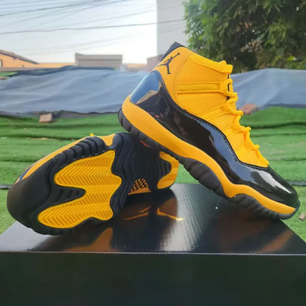 Air Jordan 11 Gamma Black & Yellow Shoes Sneakers by Air Jordan