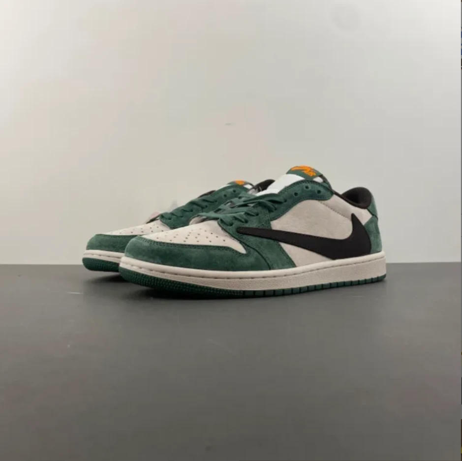Travis Scott x Air Jordan 1 Low OG SP Green Velvet Shoes Sneakers by Air Jordan