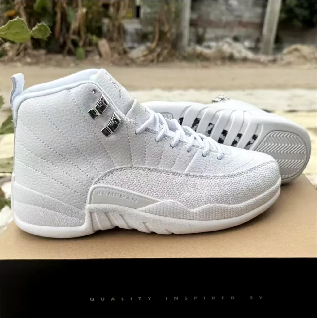 Air Jordan 12 Triple White Shoes Sneakers by Air Jordan