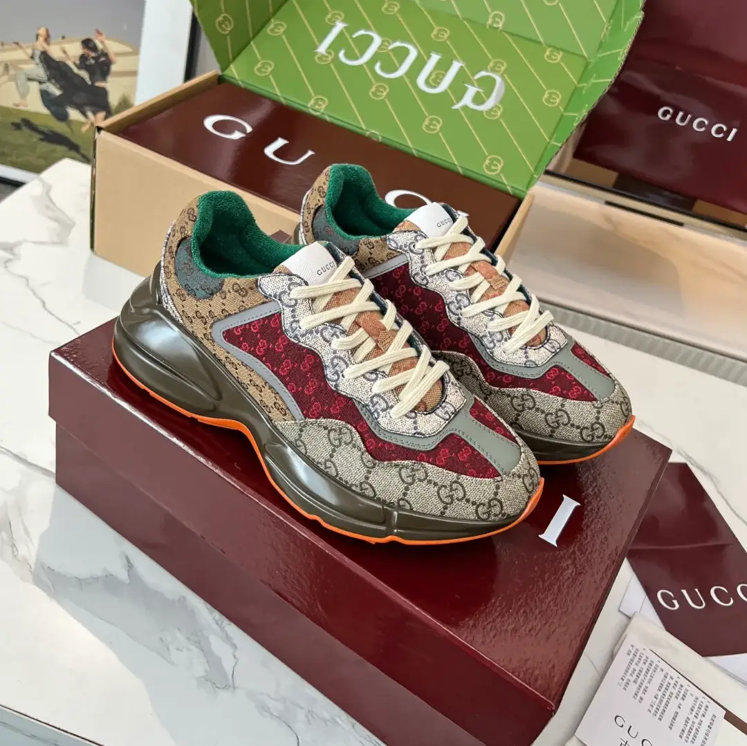GG Rhyton Canvas ‘Beige Brick Red’ Shoes Sneakers by Air Jordan