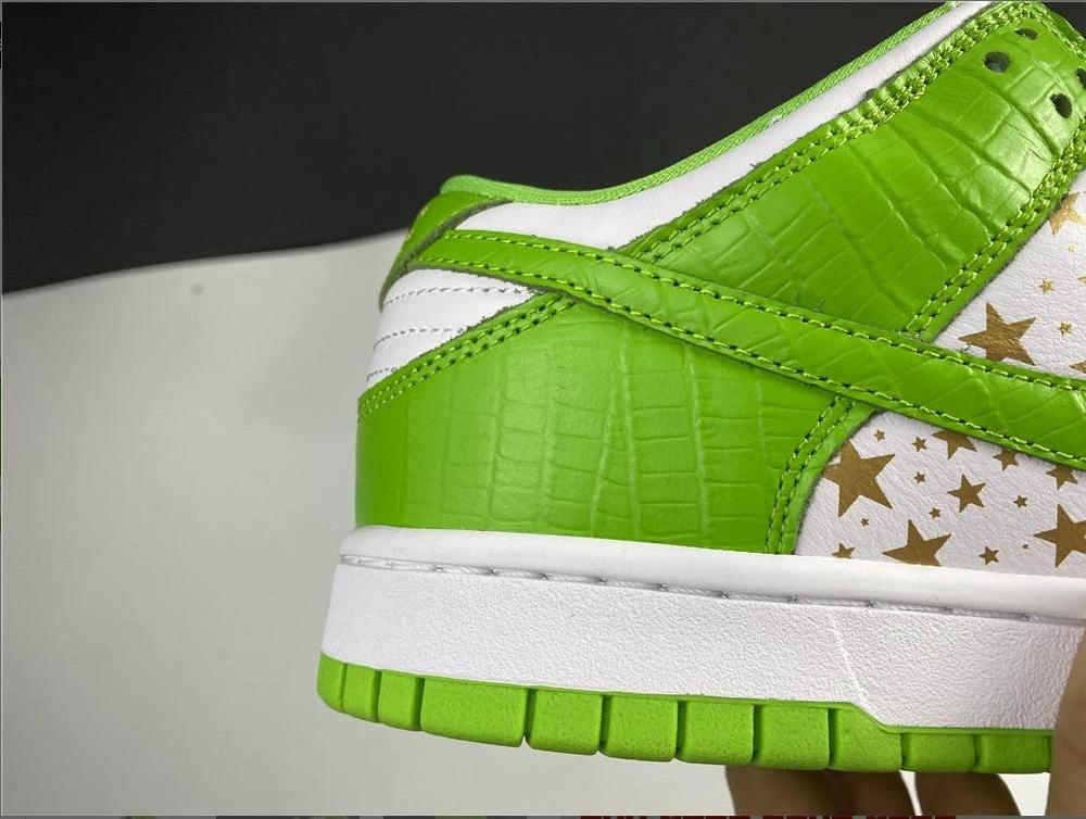 SB Dunk Low White Green x Supreme Shoes Sneakers by Air Jordan