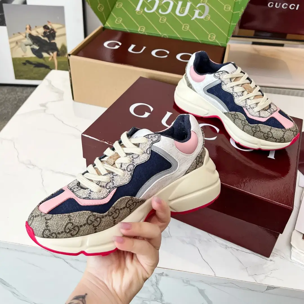 GG Rhyton Canvas Beige White Pink Shoes Sneakers by Air Jordan