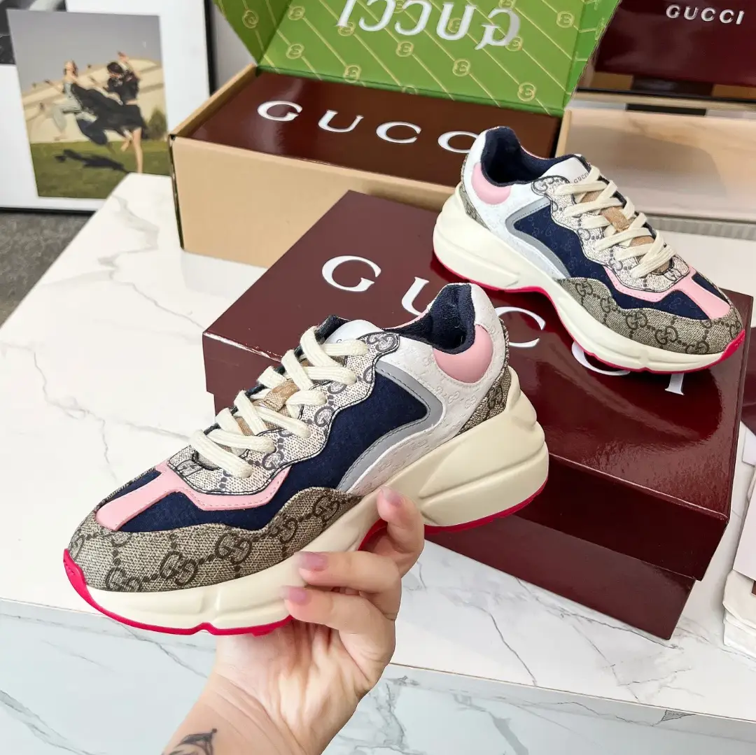 GG Rhyton Canvas Beige White Pink Shoes Sneakers by Air Jordan