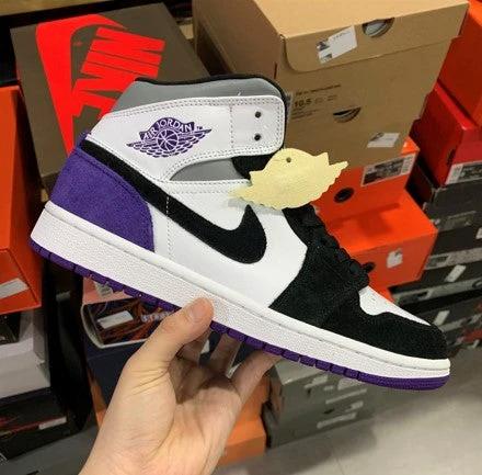 Air Jordan 1 Mid Black And White Purple by Air Jordan