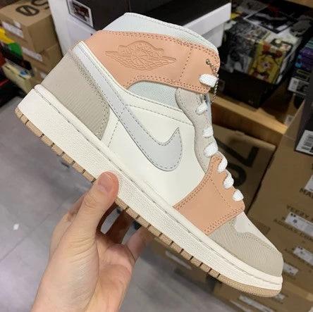 Air Jordan 1 Mid Beige Light Gray Stitching by Air Jordan