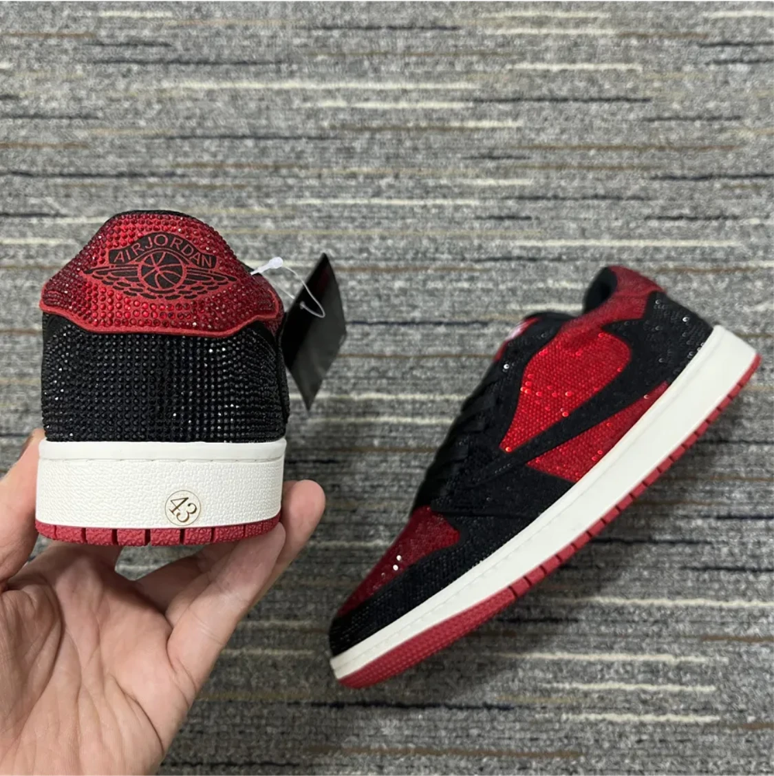 Air Jordan 1 Low Bred Crystal Sneakers by Air Jordan