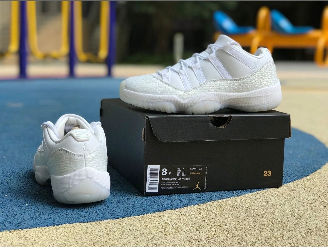 Air Jordan 11 Retro Low Heiress Pure Platinum Shoes Sneakers by Air Jordan