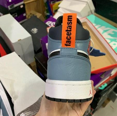 Air Jordan 1 Mid White Black Blue Sneakers by Air Jordan