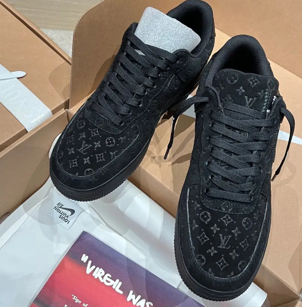 LV x Air Force 1 Virgil Abloh Black Shoes Sneakers by Air Jordan