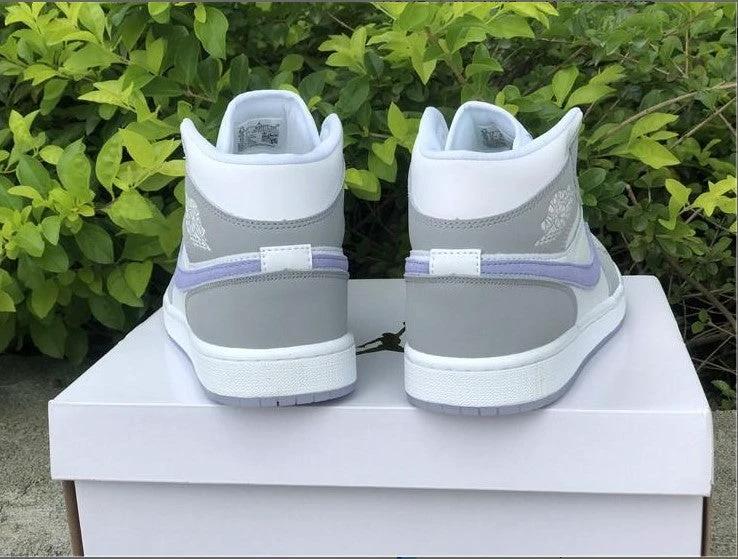 Air Jordan 1 Mid Wolf Grey Aluminum Shoes Sneakers by Air Jordan