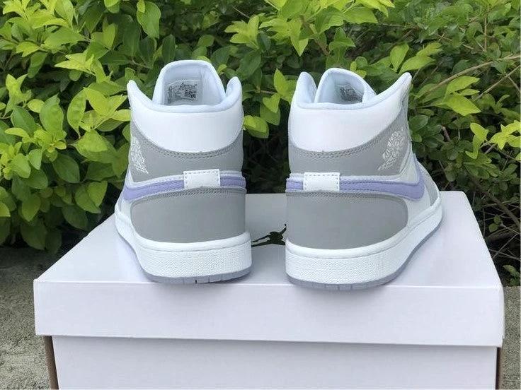 Air Jordan 1 Mid Wolf Grey Aluminum Shoes Sneakers by Air Jordan