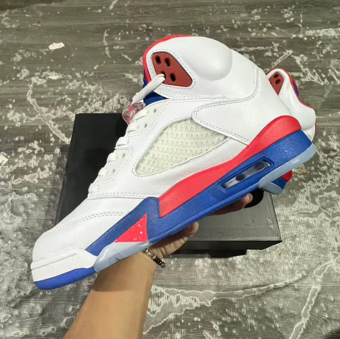 Air Jordan 5 White Blue Red Shoes Sneaker by Air Jordan