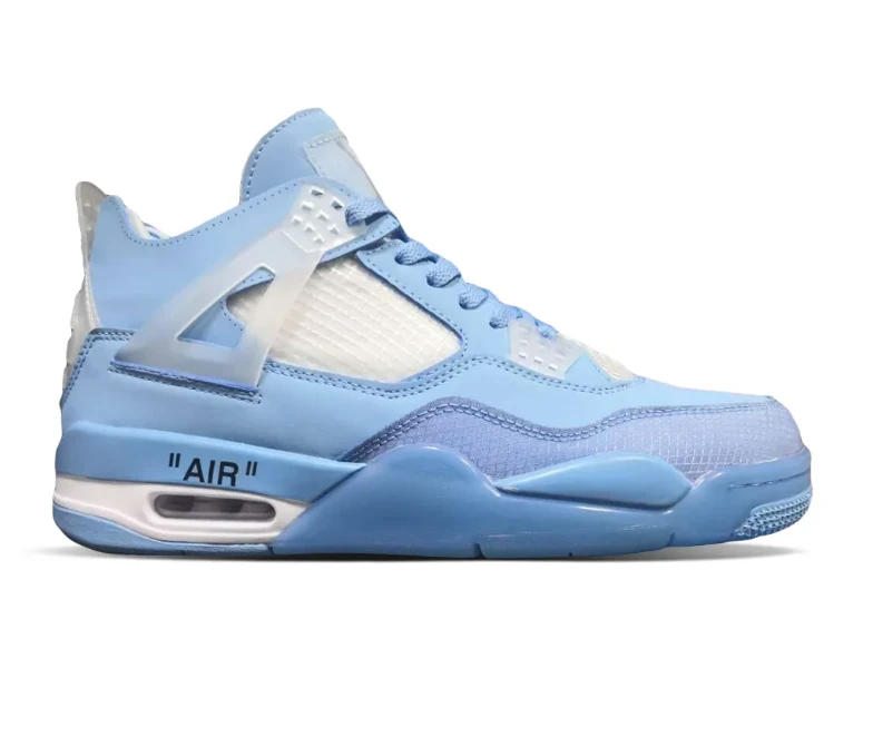OW x AJ 4 Ice Blue Shoes Sneakers by Air Jordan