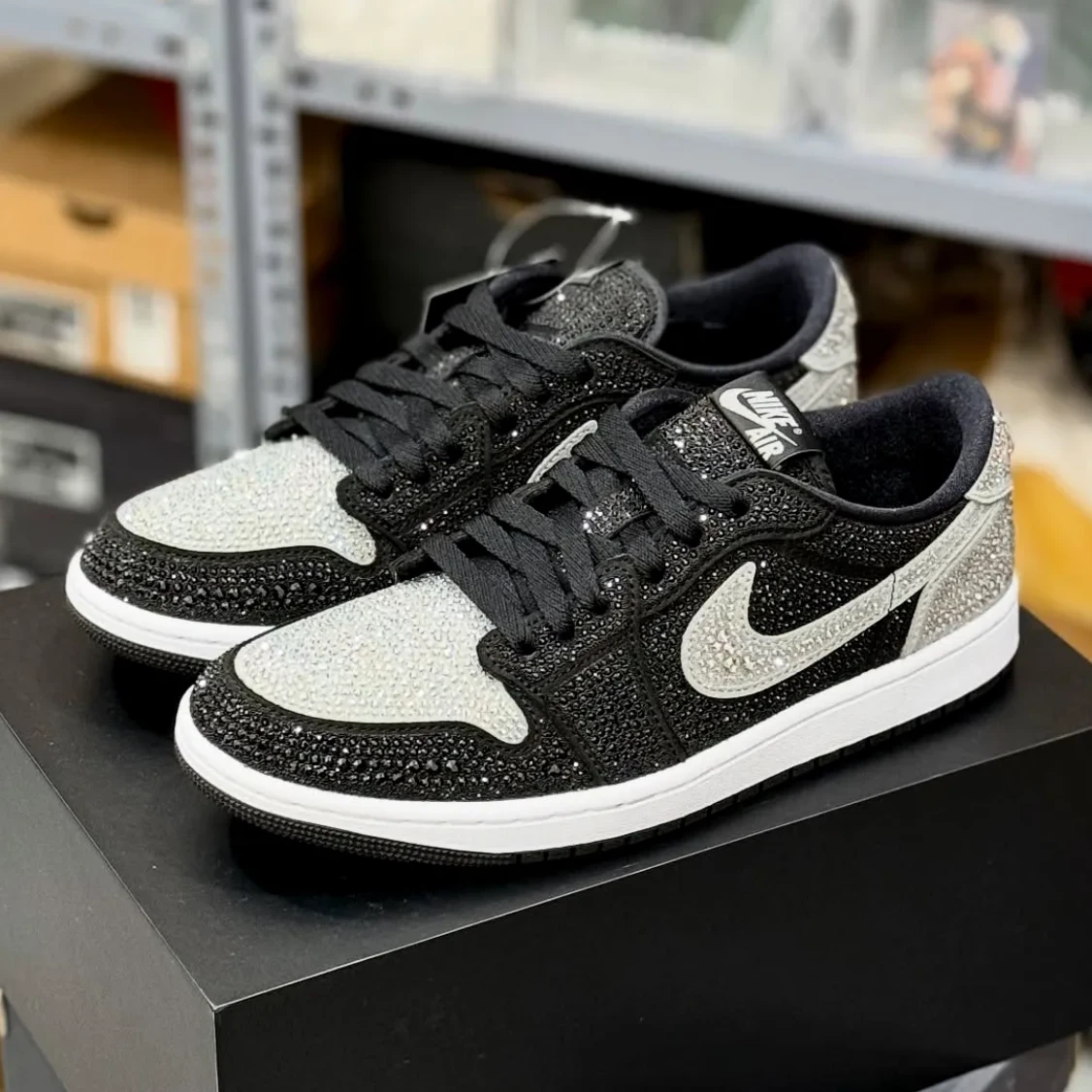 [Premium] Swarovski x Air Jordan 1 Low OG Stealth Shoes Sneakers by Air Jordan