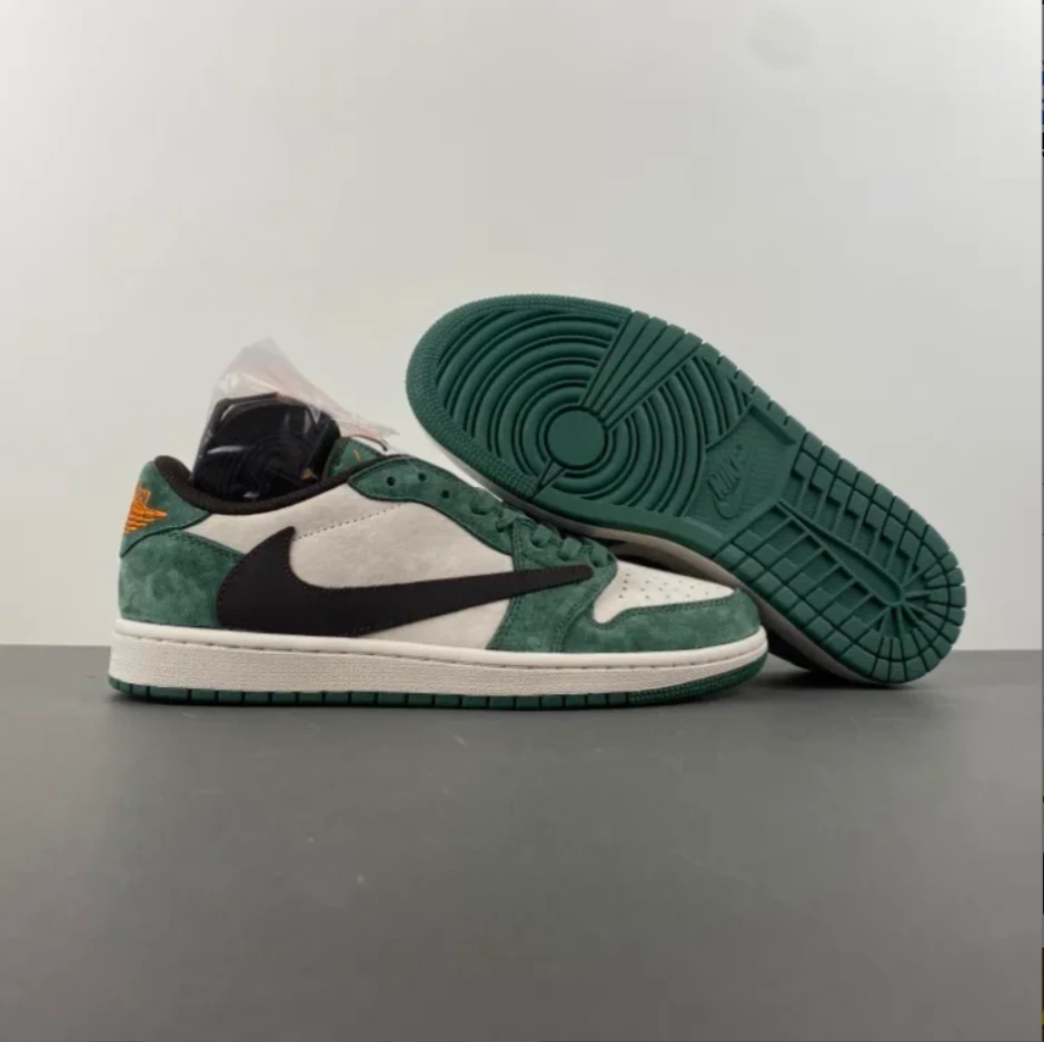 Travis Scott x Air Jordan 1 Low OG SP Green Velvet Shoes Sneakers by Air Jordan