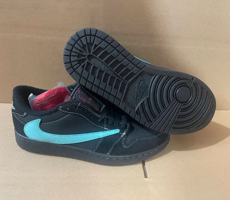 Travis Scott x AJ 1 Low Tiffany Black Phantom Shoes Sneakers by Air Jordan