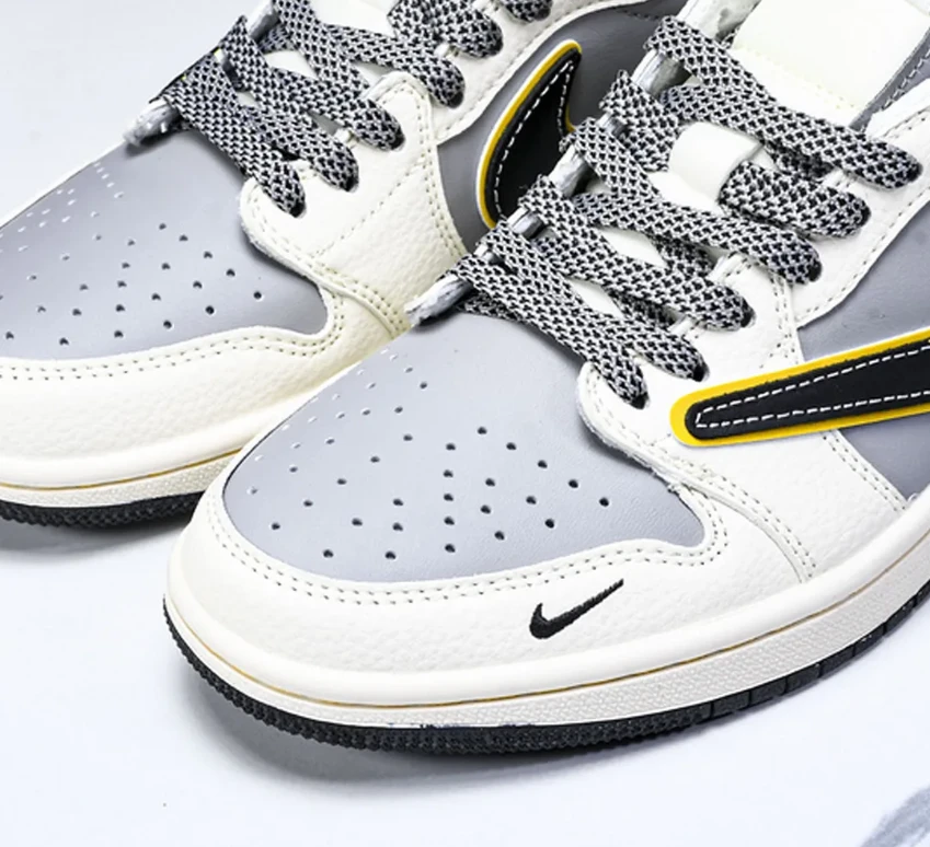 Travis Scott x Xiaomi x AJ 1 Low SP OG Light Grey Black Yellow Shoes Sneakers by Air Jordan