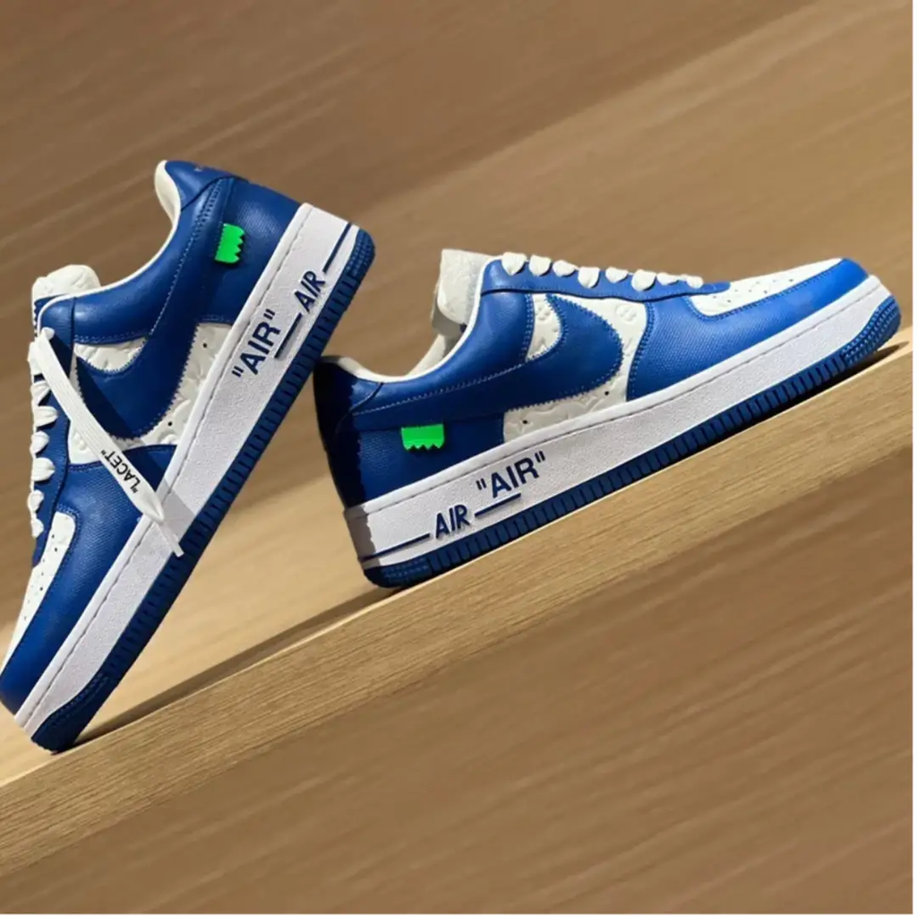 LV x Air Force 1 Virgil Abloh White Blue Shoes Sneakers by Air Jordan