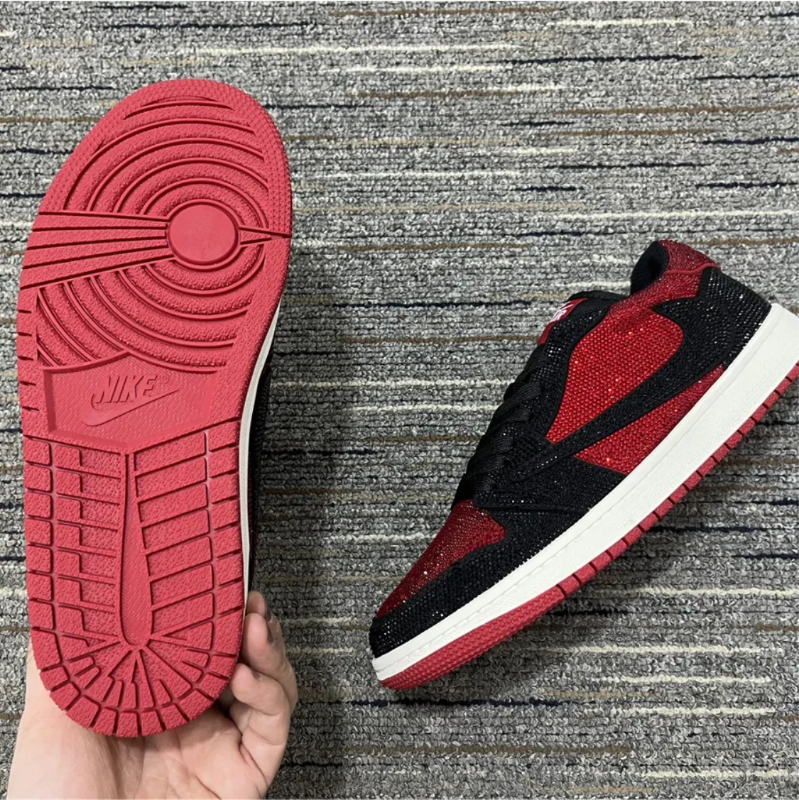 Air Jordan 1 Low Bred Crystal Sneakers by Air Jordan