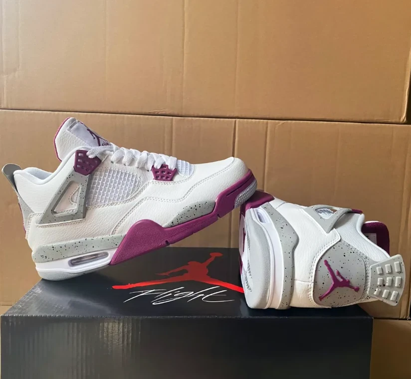 Air Jordan 4 White Purple Cement Shoes Sneakers by Air Jordan