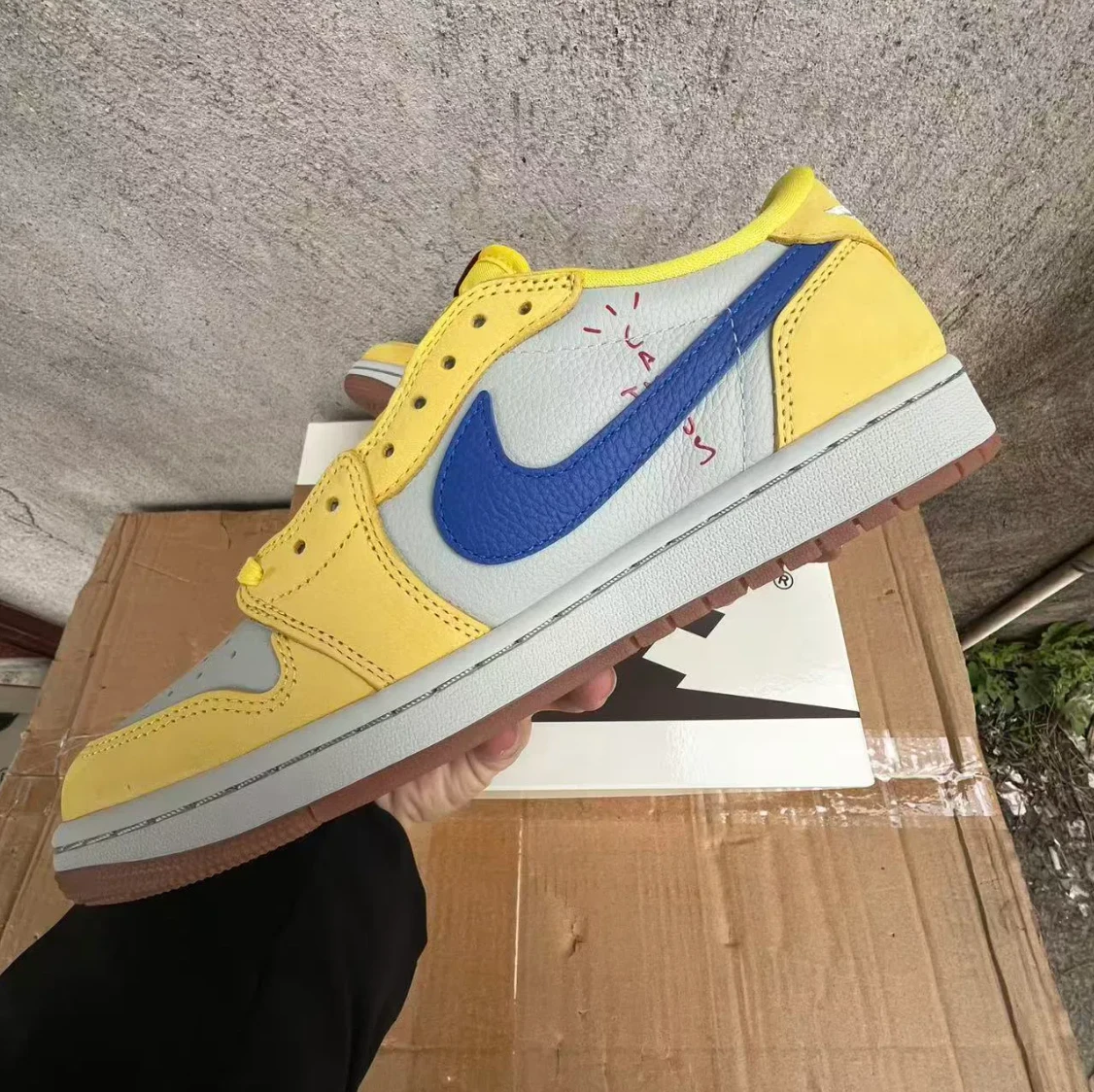 Travis Scott x Air Jordan 1 Retro Low Canary Shoes Sneakers by Air Jordan