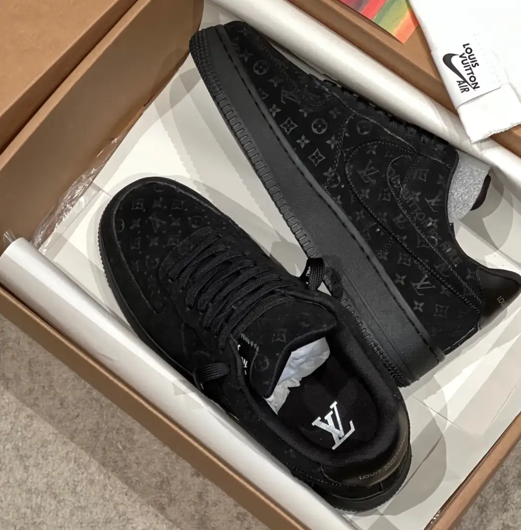 LV x Air Force 1 Virgil Abloh Black Shoes Sneakers by Air Jordan