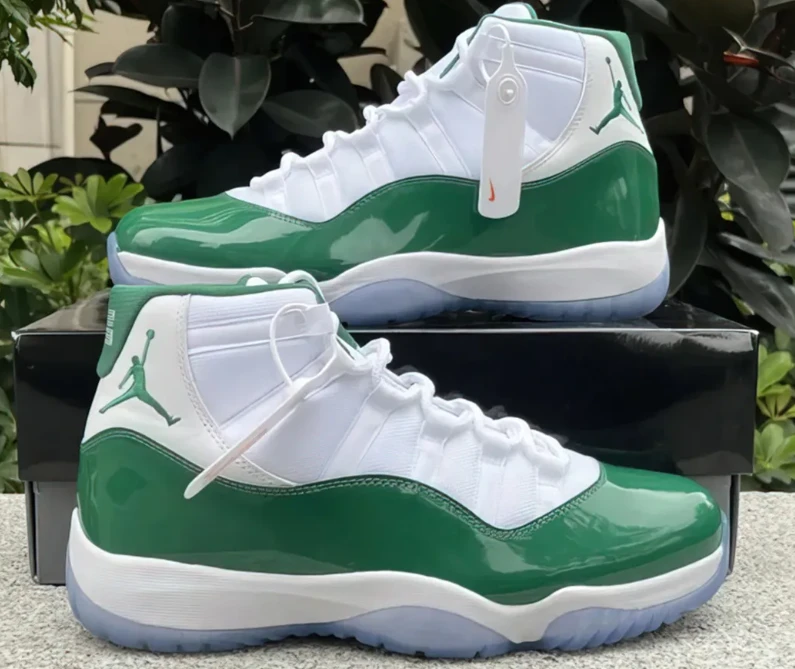 AJ 11 White Green Shoes Sneakers by Air Jordan