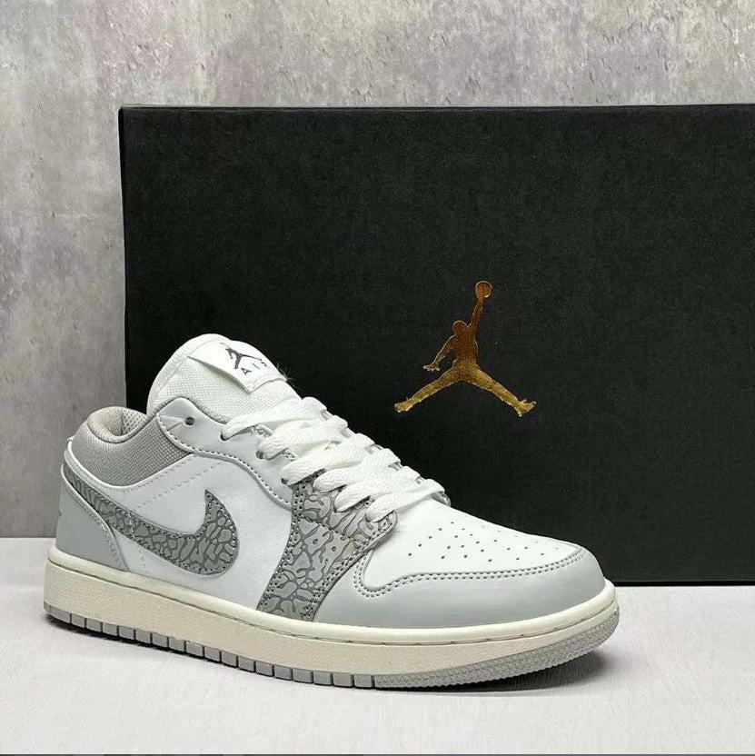 Air Jordan 1 Low PRM Grey Elephant Print Shoes Sneakers by Air Jordan