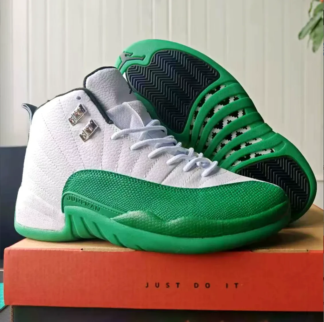 Air Jordan 12 Bucks White Green Shoes Sneakers by Air Jordan