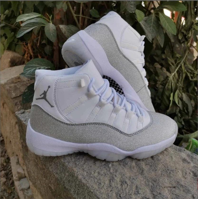 Air Jordan 11 Retro White Metallic Silver Shoes Sneakers by Air Jordan