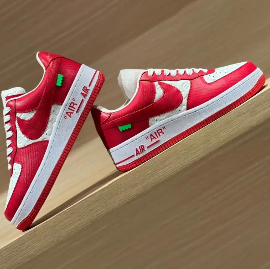 LV x Air Force 1 Virgil Abloh White Red Shoes Sneakers by Air Jordan