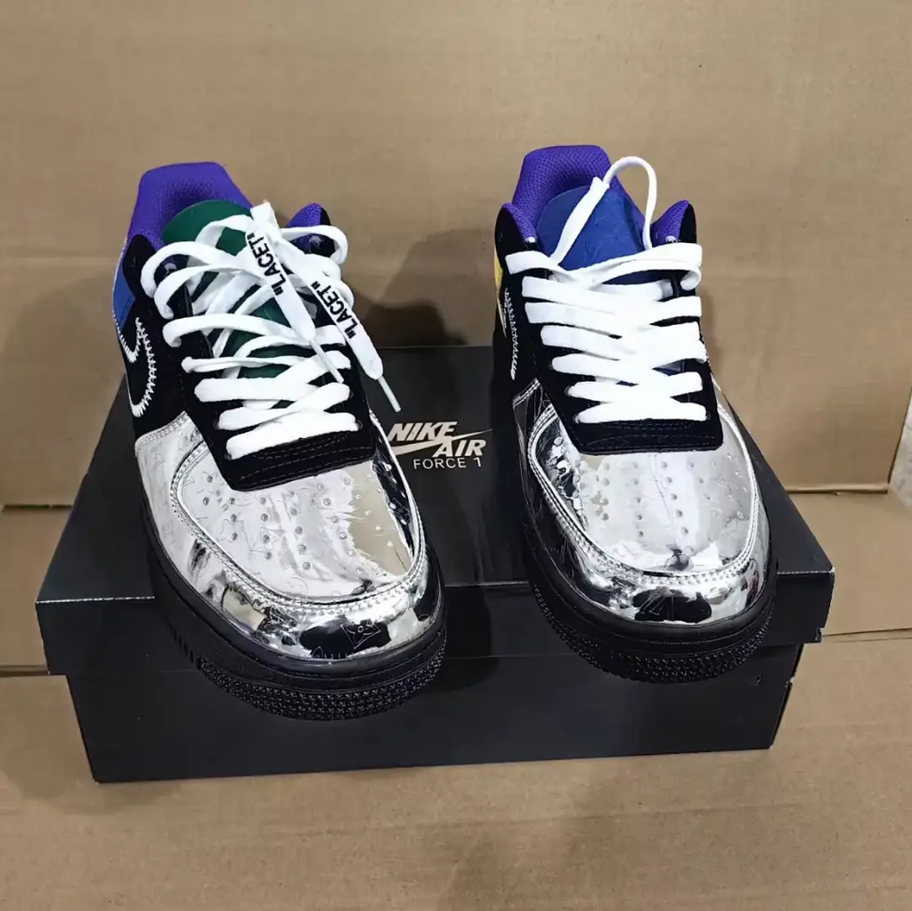 LV x Air Force 1 Low ‘Virgil Abloh Purple Metallic Silver’ Shoes Sneakers by Air Jordan