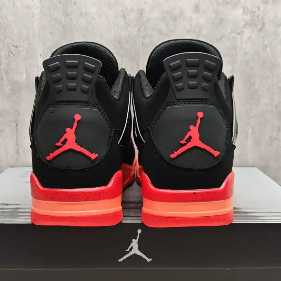 Air Jordan 4 Retro Black Infrared Barely Volt Shoes Sneakers by Air Jordan