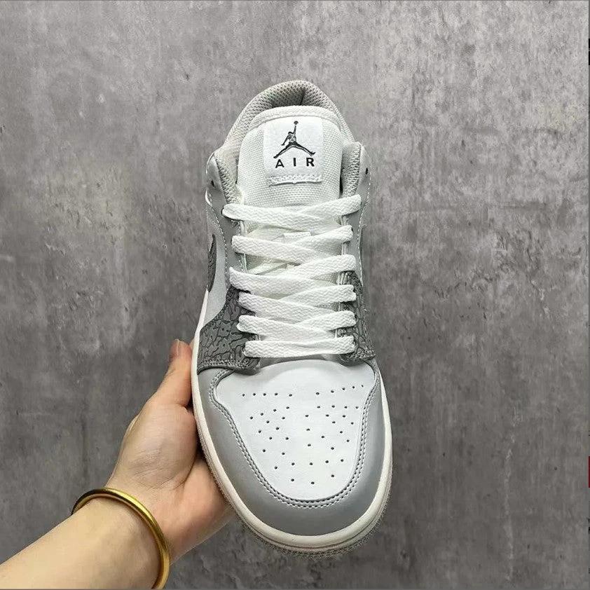 Air Jordan 1 Low PRM Grey Elephant Print Shoes Sneakers by Air Jordan
