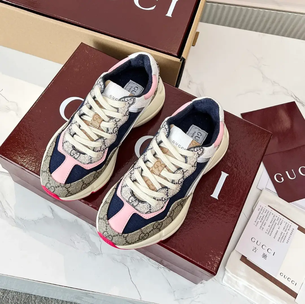 GG Rhyton Canvas Beige White Pink Shoes Sneakers by Air Jordan