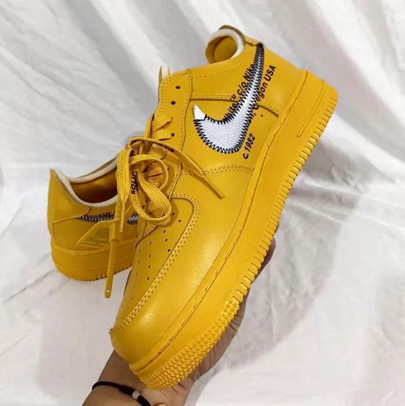 Off-White x Air Force 1 Low University Gold Lemonade Shoes Sneakers by Air Jordan