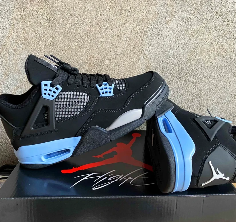 Air Jordan 4 Black UNC Shoes Sneakers by Air Jordan