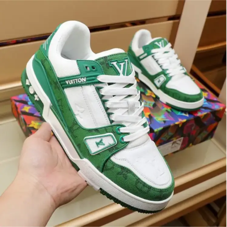 LV Trainer Denim Monogram Green Shoes Sneakers by Air Jordan