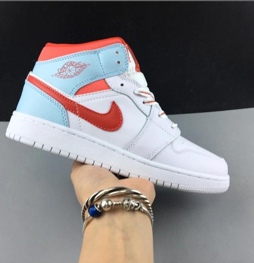 Air Jordan 1 Mid White Topaz Mist (GS) Shoes Sneakers by Air Jordan
