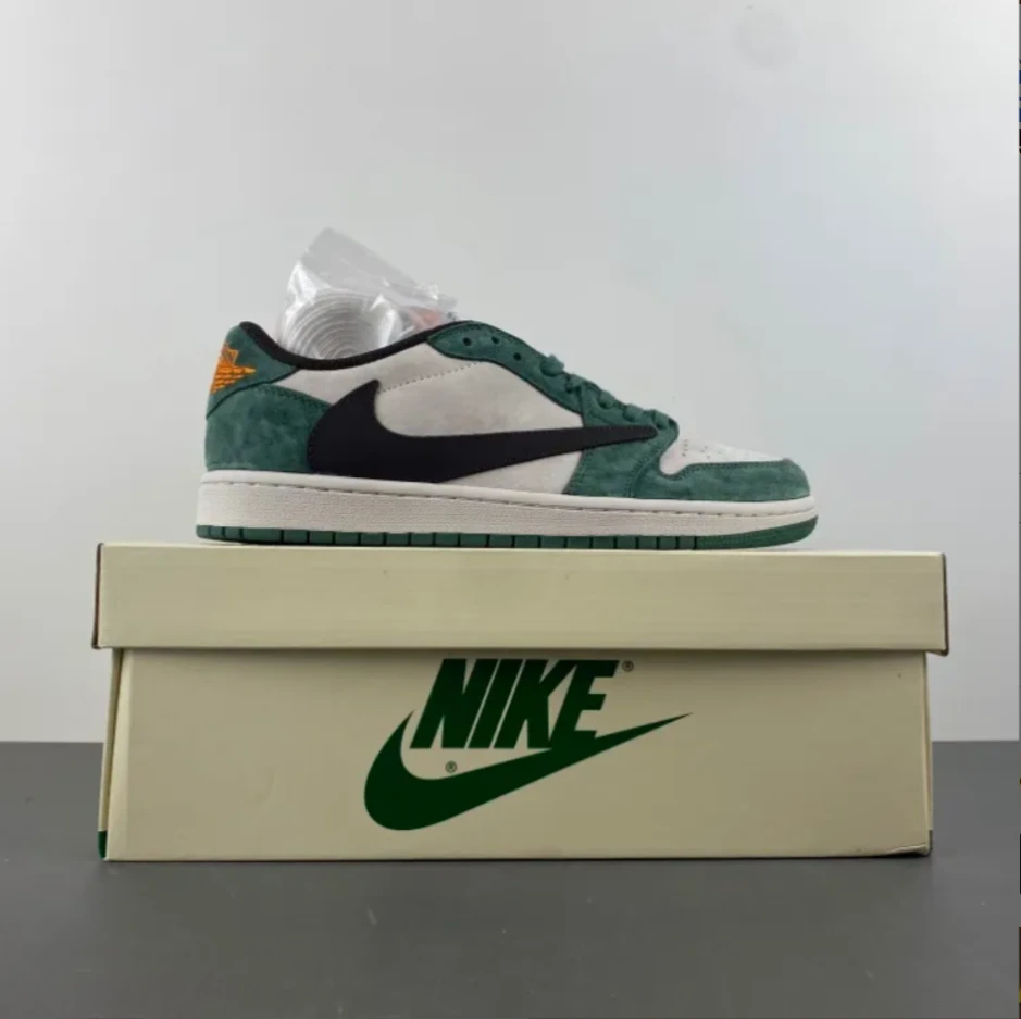 Travis Scott x Air Jordan 1 Low OG SP Green Velvet Shoes Sneakers by Air Jordan